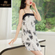莫代爾夏季吊帶睡衣女可外穿睡裙氣質(zhì)時(shí)尚性感高品質(zhì)大碼寬松簡(jiǎn)約連衣裙 黑色 官方 4XL 建議145-160
