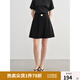 獨束大碼女裝高腰壓褶休閑A字短裙2025夏微胖MM設(shè)計感短款半身裙 赫本黑 XL （尺碼：3）
