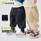嘟嘟家兒童褲子秋冬加絨女童運動(dòng)褲加厚冬款男童長(cháng)褲寶寶休閑褲童裝衣服 卡其色 110