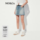 MO&Co.牛仔裙褲2025夏新品中低腰洗舊磨白棉質(zhì)牛仔短褲M(mǎn)BE2SOTT07 牛仔藍色 S /S