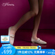 73hours 倪妮同款 女鞋奶酪包春秋新款一腳蹬平底單鞋通勤樂福鞋女-米白/37