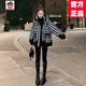 AEMAPE高端短款90白鴨絨羽絨服女士2025秋冬季新款時(shí)尚千鳥(niǎo)格面包服外套 黑白千鳥(niǎo)格 XL 126-135斤