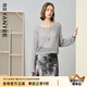 顏域鏤空透視針織衫女夏裝2025新款寬松長(zhǎng)袖防曬薄款套頭氣質(zhì)上衣 灰色 M