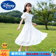 迪士尼（Disney）童裝女童裙子夏季2025新款長裙兒童連衣裙娃娃領純色顯瘦A字裙女 白色 120 建議5~6歲（110-120cm）