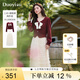 朵以（Duoyi）2025春季新款法式優(yōu)雅復(fù)古氣質(zhì)蝴蝶結(jié)上衣網(wǎng)紗裙蛋糕裙套裝 安可拉紅 M