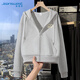 真維斯（Jeanswest）連帽衛衣女2025新款春秋款休閑大碼寬松開(kāi)衫黑色高級感上衣外套