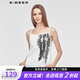 S.DEER圣迪奧休閑簡(jiǎn)約背心內(nèi)搭上衣女字母印花基本款純白吊帶S19281505 漂白/90 M 165