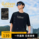 卡賓【高級(jí)印花】男裝冰絲短袖t恤新款立體LOGO上衣圓領(lǐng) 煤黑色01