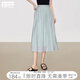 對白輕盈垂感波浪褶半身裙女2025夏新款兩穿設(shè)計(jì)感黑色顯瘦A字裙 灰藍(lán)色 M