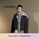 ERDOS 羊絨牦牛絨保暖時尚針織圍脖幾何提花厚款女士圍巾 白 170cmX16cm