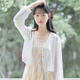 吻藝秀搭配吊帶的小外套夏天披肩女外搭氣質(zhì)2025年新款冰絲雪紡防曬衣女 白色 M