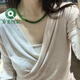 京鑒俄羅斯和田玉老料碧玉項(xiàng)鏈正陽綠玉毛衣鏈菠菜綠女款附證書 收藏級8mm無黑點(diǎn)
