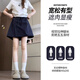 JIOESC短褲夏季女薄款小個子高腰遮肉顯瘦A字工裝五分褲裙百搭休閑短裙 藏青色 M 碼（建議體重95-110斤）