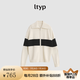 旅途原品（ltyp）浣熊絨羊毛經(jīng)典條紋針織開衫大翻領(lǐng)拉鏈毛衣外套女夏 開衫-杏底黑條紋 M