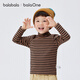 巴拉巴拉兒童打底衫男童女童睡衣保暖衣新款童裝秋冬上衣長(cháng)袖T恤 咖黑條紋（半高領(lǐng)-A類(lèi)加厚） 150