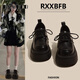 RXXBFB系帶小皮鞋女2025新款復(fù)古百搭增高女單鞋jk制服配裙子厚底樂福鞋 啞光黑 37 (235mm)