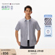 TOMMY HILFIGER【輕便感】25夏男純棉易打理條紋中性簡約免燙短袖襯衫40670 黑白條紋0A4 M （推薦：135-150斤）