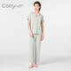 Comfit莫代爾可外穿家居服套裝帶杯免穿文胸短袖睡衣夏季 灰綠色GYG L