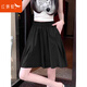 紅蜻蜓2025年夏季新款冰絲工裝短褲女夏季薄款松緊高腰a字五分闊腿褲裙 黑色 XL 建議121-134斤