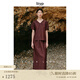 旅途原品ltyp 黑標(biāo)系列 真絲紅香云紗高端套裝女秋季桑蠶絲連衣裙 棕紅色-套裝 S