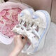 閃動(dòng)少女（SHANDONGSHAONV）可愛Lolita鞋洛麗塔甜美少女JK小皮鞋厚底增高百搭lo鞋瑪麗珍鞋 白色偏小一碼買大一碼 35