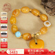 布達(dá)拉宮蜜蠟手串平安扣吊墜925銀六字真言轉(zhuǎn)運(yùn)珠手鏈琥珀串珠男女士禮物 六字真言蜜蠟手串