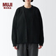 無印良品（MUJI）Labo 男女通用 可水洗 V領(lǐng)開衫 針織毛衣外套秋冬款 黑色 S（165/84A）