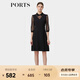 PORTS寶姿春季新品女裝鏤空花卉衣袖休閑風連衣裙ALP8D023JWP052 黑色 M (6)