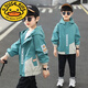 G.DUCKKIDS男童外套春秋款2024新款兒童秋裝上衣男孩秋季洋氣炸街帥氣潮童裝 綠色 春秋款 130 (參考年齡7-8歲)(參考年齡7