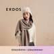 ERDOS 純羊絨休閑時尚簡約單層水紋裝飾流蘇女士圍巾 大地駝 170cmX35cm