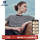 Navigare意大利小帆船女修身彈力通勤條紋圓領(lǐng)短袖T恤2325505501 黑白 L 