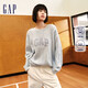 GAP女裝春秋可機洗抗靜電logo絞花毛衣寬松美式針織衫637635