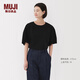 無(wú)印良品（MUJI）女式 涼感 短袖罩衫t恤上衣打底衫女款內(nèi)搭25年夏季女裝 涼感物語(yǔ) 黑色 L (165/88A)