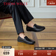THOM WILLS2023新款豆豆鞋男真皮夏季商務休閑皮鞋一腳蹬樂福鞋 黑色A5191 41 /7.5碼