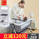 LOVE for ME嬰兒床多功能活動(dòng)床拼接大床寶寶床帶尿布臺可折疊 迪灰+蚊帳+儲物籃+床墊+尿布臺