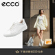 愛(ài)步（ECCO）板鞋女鞋 25年新款牛皮休閑板鞋系帶鞋平底鞋女 柔酷470843 白色/銀色47084361144 38 (240mm)