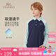 英氏（YEEHOO）兒童polo衫男女童T恤中大童裝長(zhǎng)袖運(yùn)動(dòng)上衣速干抑菌秋裝 深藍(lán) 140