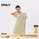 ONLY夏季時尚顯瘦泡泡袖收腰短裙連衣裙女|124207055 HB0 檸檬樹下粉底 S (160) 80A