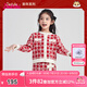 笛莎（DEESHA）童裝女童連衣裙新年2023冬季新款紅色中國紅公主裙過年衣服拜年服 紅格子 140 cm