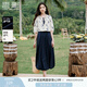 香影花苞裙半身裙女2025夏季新款a字長裙藏藍(lán)大擺棉質(zhì)燈籠蓬蓬裙 藏青 L 165/88A/110-125斤