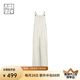 美洋（MEIYANG）大舒服背帶衣棉麻混紡元氣減齡休閑度假背帶褲/裙時尚氣質(zhì)背帶裙 杏色黑條（背帶褲加長版） L