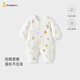 童泰新生嬰兒衣服連體衣秋冬加厚夾棉初生寶寶蝴蝶衣爬服 黃色 59cm