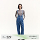 VEROMODA牛仔褲2024秋季女裝新款純棉休閑減齡背帶牛仔闊腿褲 牛仔藍(lán)色 165/68A/M