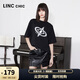 金羽杰夏季新款圓領(lǐng)純棉短袖大T恤女士中長款寬松印花女裝S242TS192Y