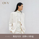 OVV2024春夏新款女裝三醋酸面料無領(lǐng)設(shè)計直筒版型西服外套 米白（凈色）05 L