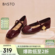 百思圖【喬欣同款】莫奈花園法式瑪麗珍M3173AQ5紅色 37