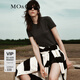 MO&Co.閃鉆標(biāo)語(yǔ)正肩修身彈力百搭T恤黑色白色美式復(fù)古時(shí)尚上衣上裝 深花灰色-第2批 L 170