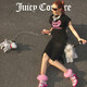 JUICY COUTURE【博主同款】橘滋25夏皇冠豹豹美式印花收腰短袖連衣裙女 黑色 L