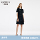 歌莉婭小香風(fēng)連衣裙夏季新款小個(gè)子氣質(zhì)黑色短袖百褶裙1C4R4K5S0 00B黑色 S