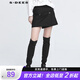 S.DEER圣迪奧夏女裝通勤風雙排扣假口袋A字半身短裙S22161301 黑色/91 L 170